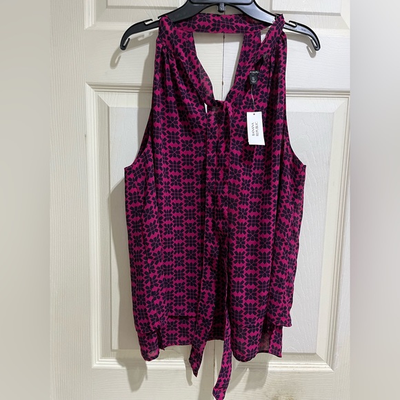 Banana Republic Hot Pink/Black Houndstooth Sleeveless Printed Top in Size Medium - Picture 1 of 2